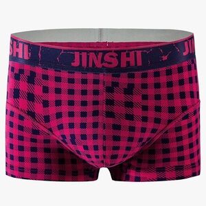 NWT JINSHI Red & Black Buffalo Checkered Soft Boxer Briefs